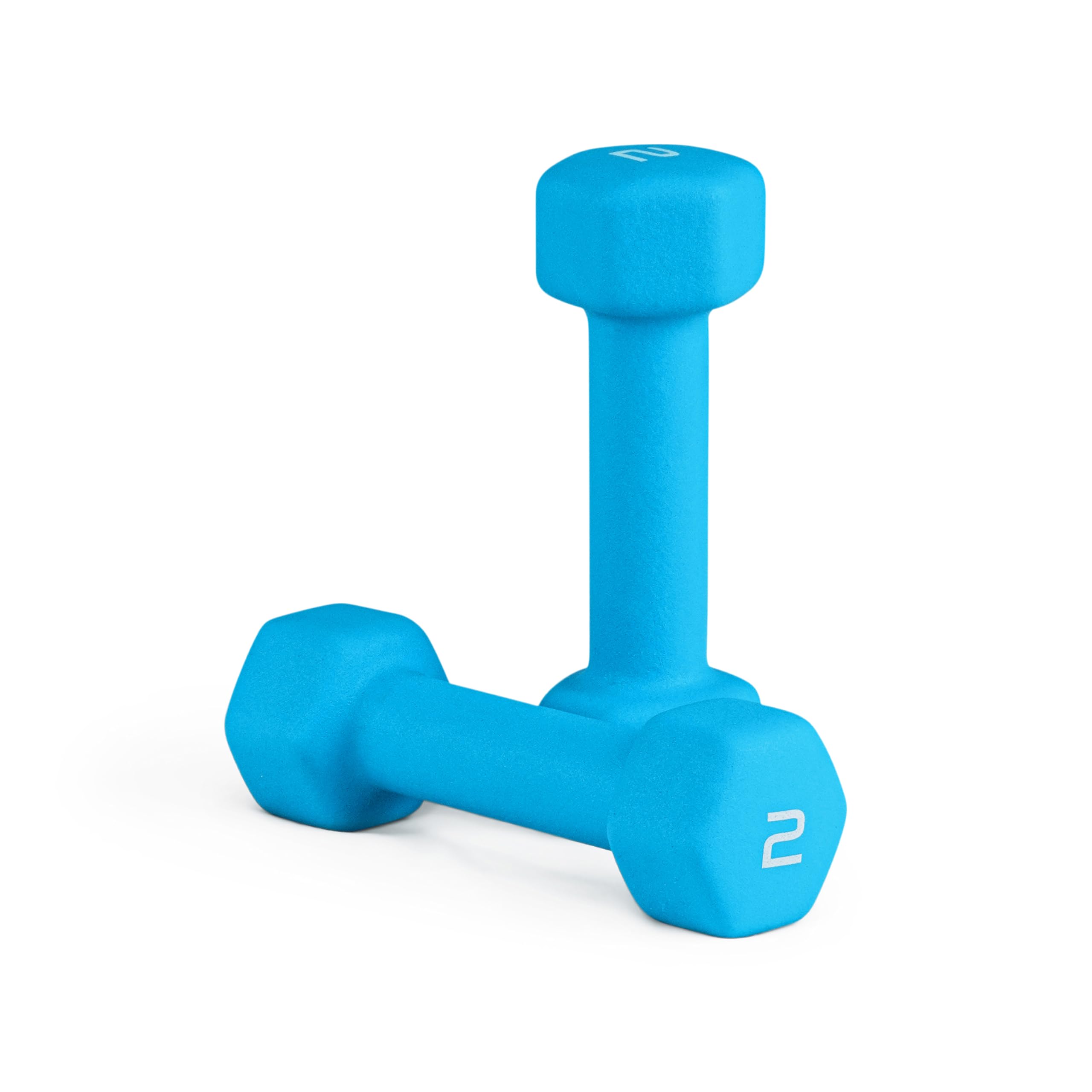CAP Barbell Neoprene Coated Dumbbell Weights 2 lb Pair Neon Blue
