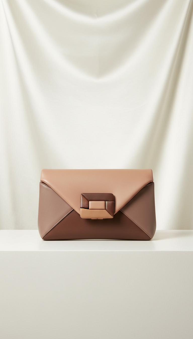 Leather Envelope Clutch With Embossed Logo