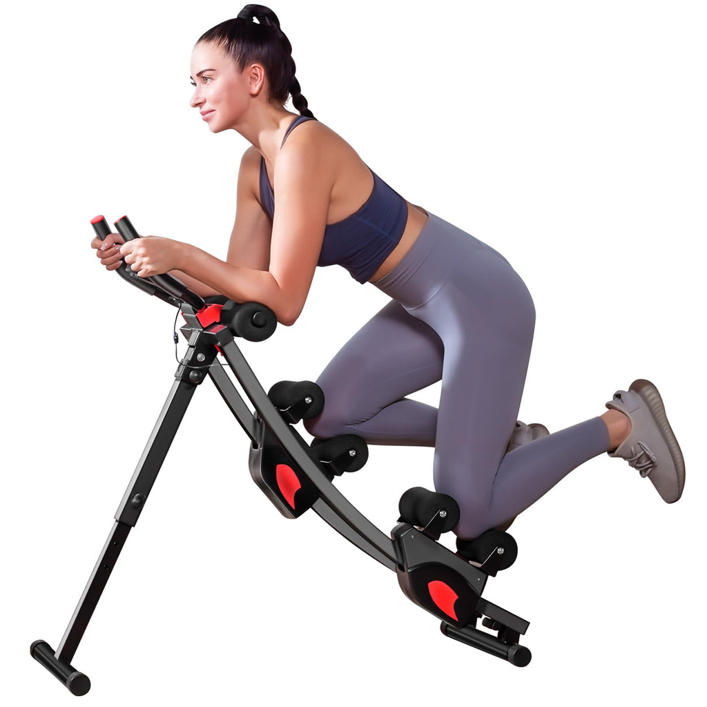 BODY RHYTHM Dual-Track Ab Machine with 4 Adjustable Heights Foldable Core & Abdominal Exercise Machine Total Ab Workout Equipment for Home Gym Ab Women Exercise Fitnes Trainer. (Black)