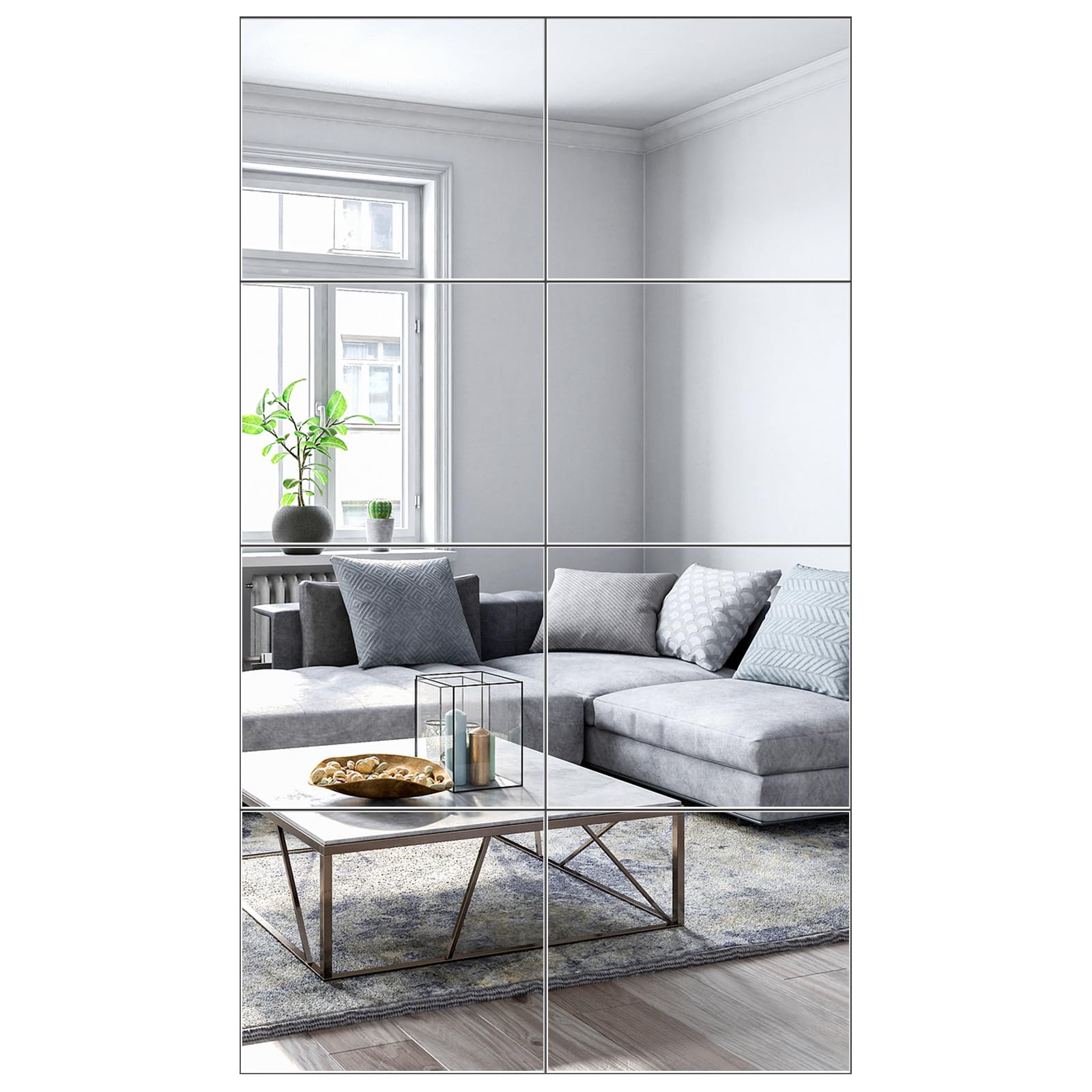 POASAS Mirror Full Length 14x12 Inchx8PCS Wall Mirror TilesFull Body MirrorAcrylic Shatterproof Mirrors for BedroomDoorHome GymKids