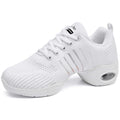 Womens Jazz Zumba Fashion Sneakers - Mesh Breathable Lace-up Air Cushion Modern Split Sole Dance Shoes Walking Shoes White6.5